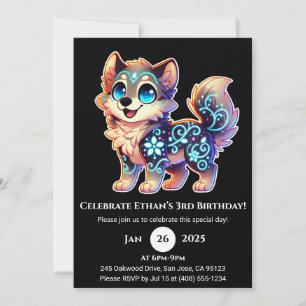 Celestial Bloom Wolf Einladung zum Geburtstag