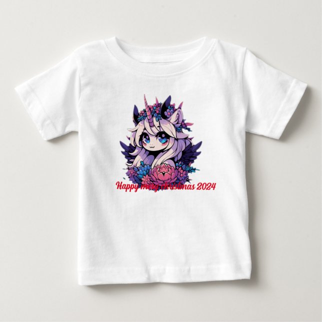 "Celestial Blossom Unicorn" Baby T-shirt (Vorderseite)