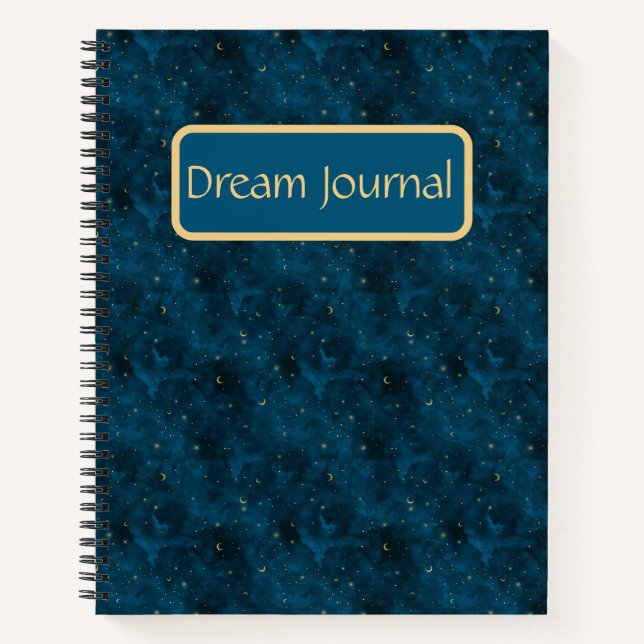 Celestial Blue and Gold Starry Night Dream Journal Notizbuch (Vorderseite)