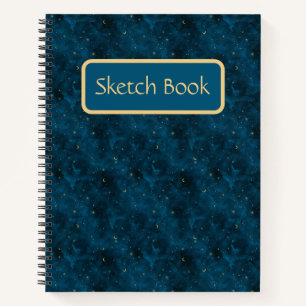 Celestial Blue and Gold Starry Night Sketch Book Notizbuch