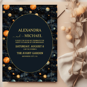 Celestial Blue and Golg Tarot Card Wedding Einladung