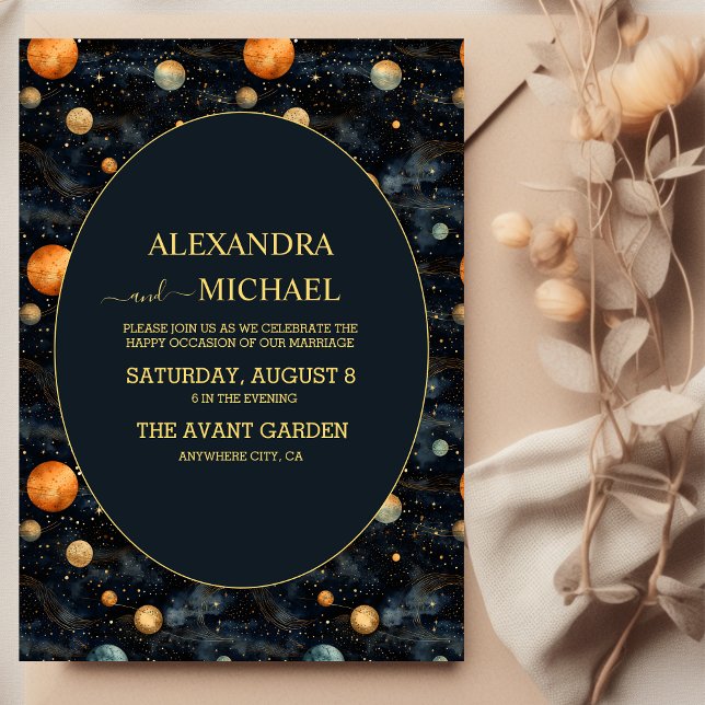 Celestial Blue and Golg Tarot Card Wedding Einladung (Von Creator hochgeladen)