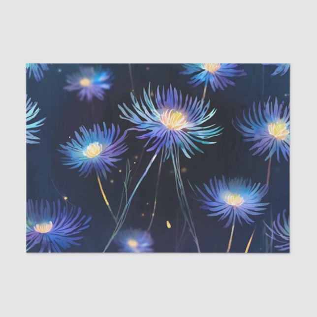 Celestial Blue Aster A Cosmic Bloom Seidenpapier (Vorderseite)