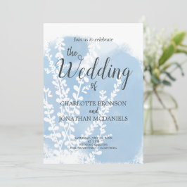 Celestial Blue Botanical Watercolor Wash Wedding Einladung