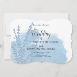 Celestial Blue Botanical Watercolor Wash Wedding Einladung