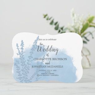 Celestial Blue Botanical Watercolor Wash Wedding Einladung