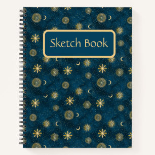Celestial Blue & Gold Crescent Moon Sketch Buch