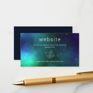 Celestial Blue Green Modern Trendy Wedding Website Begleitkarte