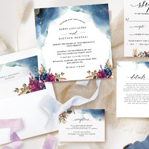 Celestial, Blue Lila und Aquamarin Square Wedding Einladung
