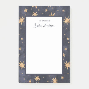 Celestial Blue mit Imitats Gold Stars Post-it Klebezettel