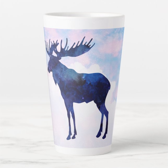 Celestial Blue Moose Silhouette Milchtasse (Vorderseite)