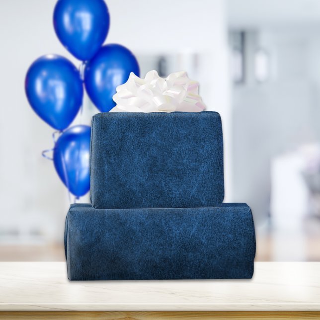 Celestial Blue Old World Imitats Leather Geschenkpapier (Von Creator hochgeladen)