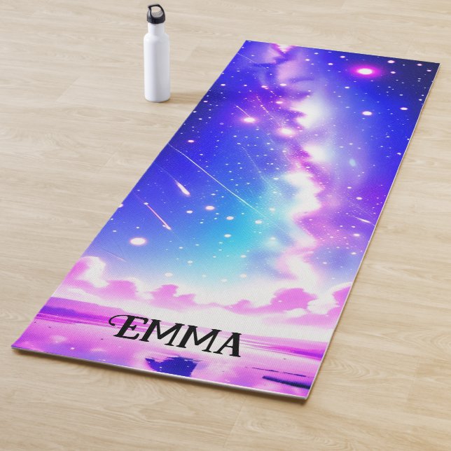 Celestial Blue & Pink Galaxy Individuelle Name Dua Yogamatte (Beispiel)