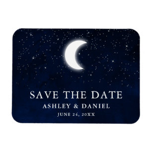 Celestial Blue Sky Moon Stars Save the Date Magnet