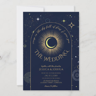 Celestial Blue Starry Night Wedding Einladung