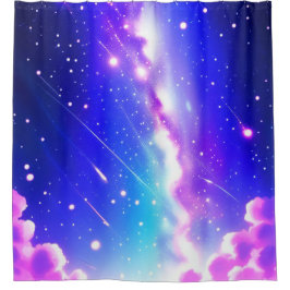 Celestial Blue und Pink Galaxy Duschvorhang