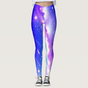 Celestial Blue und Pink Galaxy Leggings