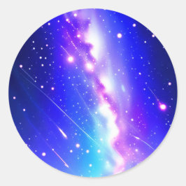 Celestial Blue und Pink Galaxy Runder Aufkleber