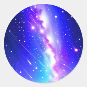 Celestial Blue und Pink Galaxy Runder Aufkleber