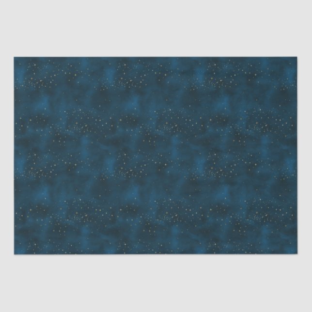 Celestial Blue und White Starry Night Seidenpapier (Vorderseite)
