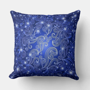 Celestial Blue Wirbel & Stars Throw Kissen