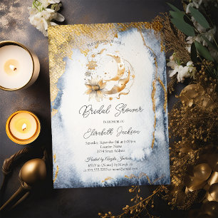Celestial Blume Moon Gold Brautparty Einladung