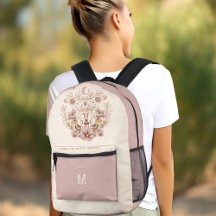 Celestial Boho Moth Mushrooms Monogram Name