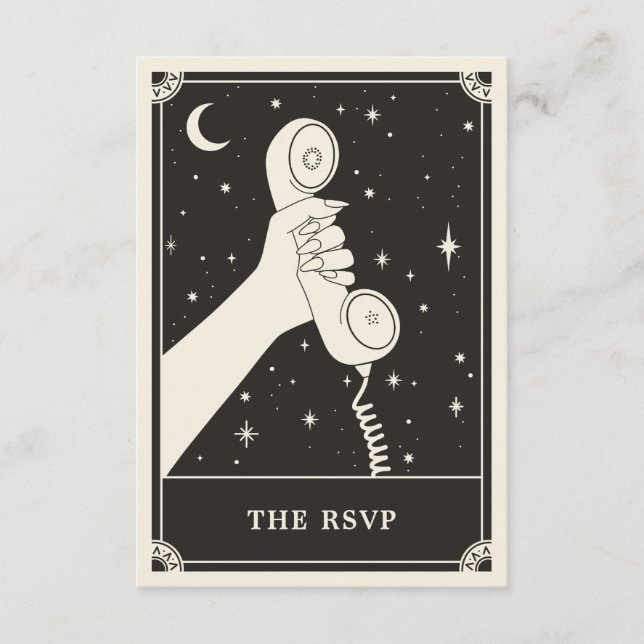 Celestial Boho Tarot Wedding RSVP Card Begleitkarte (Vorderseite)
