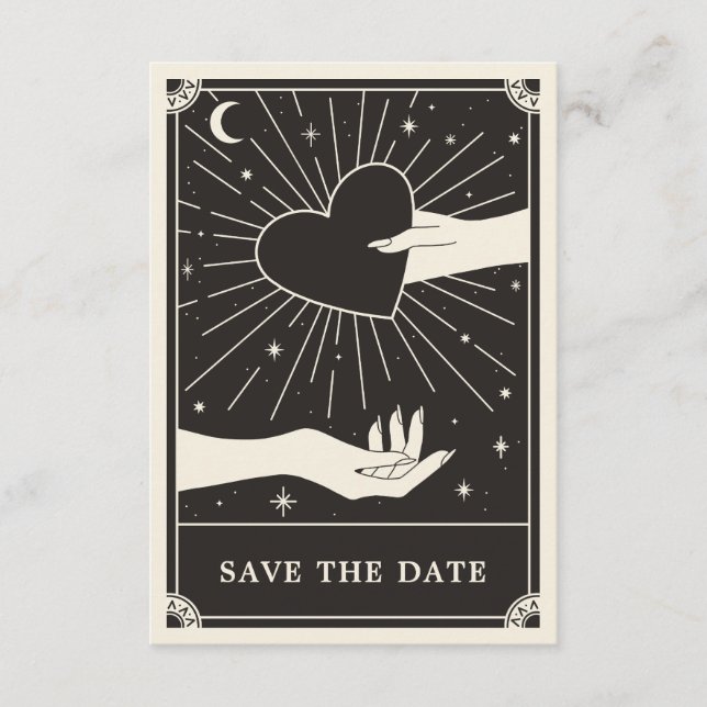 Celestial Boho Tarot Wedding Save the Date Card Begleitkarte (Vorderseite)