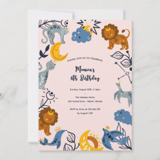 Celestial boho Tiere Geburtstag Einladung