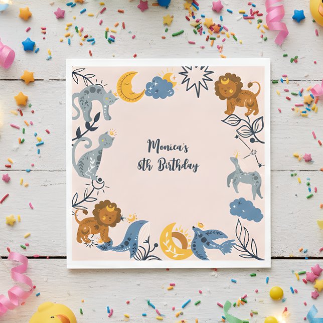 Celestial boho Tiere Geburtstag Serviette (Von Creator hochgeladen)