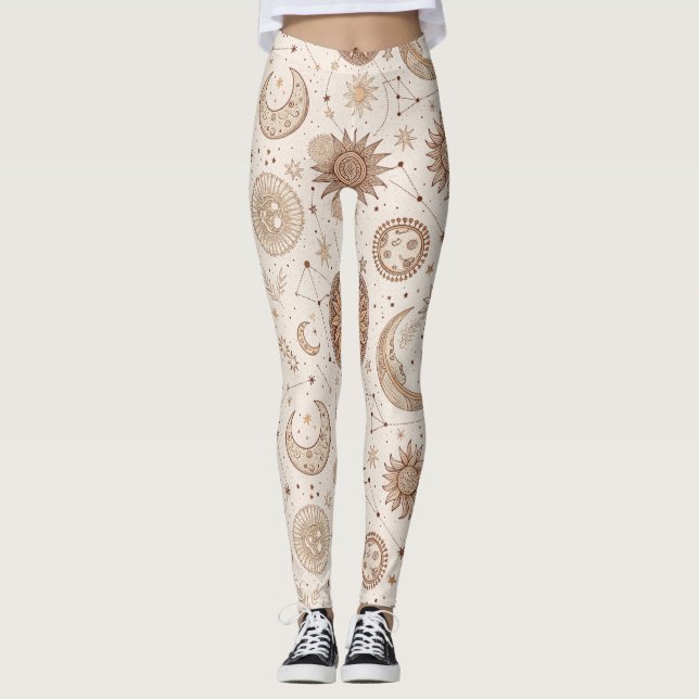 Celestial Botanical Pattern (2) Leggings (Vorderseite)