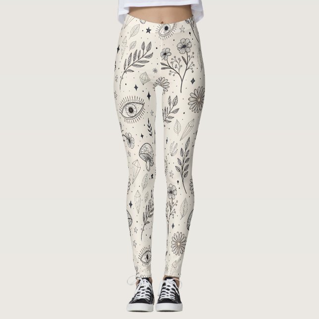 Celestial Botanical Pattern (3) Leggings (Vorderseite)