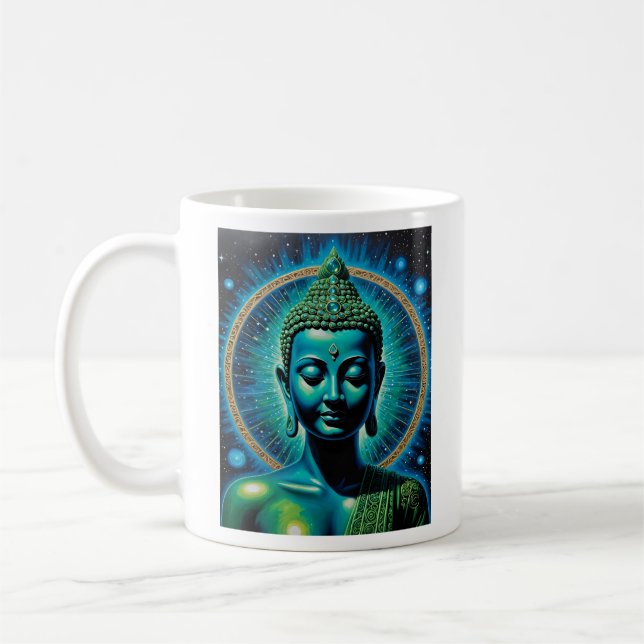 Celestial Buddha Cosmic Spiritual Art T-Shirt Kaffeetasse (Links)