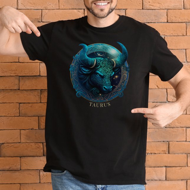 Celestial Bull Zodiac Symbol Fantasy Taurus Mens T-Shirt (Von Creator hochgeladen)