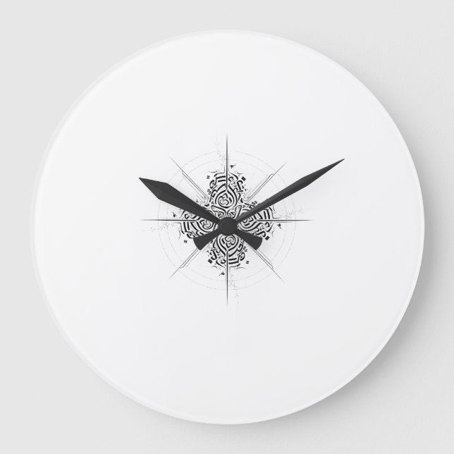 Celestial Calligraphy Mandala - Premium Wall Clock Große Wanduhr (Vorderseite)
