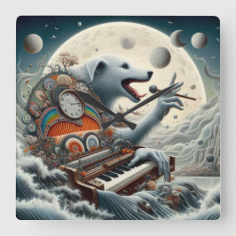 Celestial Canis Pianist Quadratische Wanduhr
