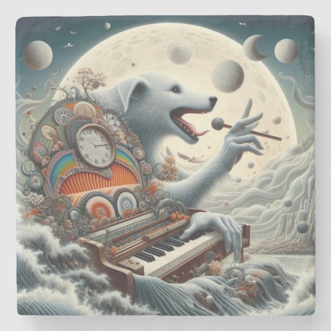 Celestial Canis Pianist Steinuntersetzer (Vorderseite)