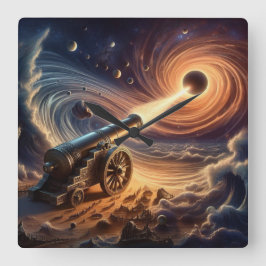 Celestial Cannon: Explosion kosmischer Energie Quadratische Wanduhr