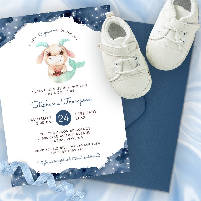 Celestial Capricorn Astrologie Baby Dusche Einladung (Celestial Capricorn Astrology Sign Baby Shower Invitation)