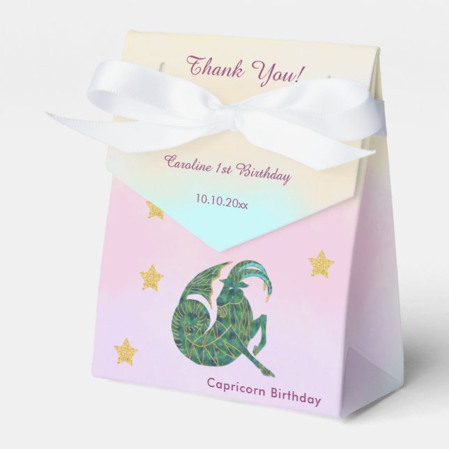 Celestial Capricorn Watercolor | 1st Birthday Geschenkschachtel (Vorderseite)