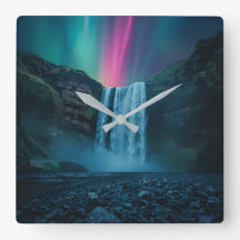 Celestial Cascade Clock - Majestic Aurora