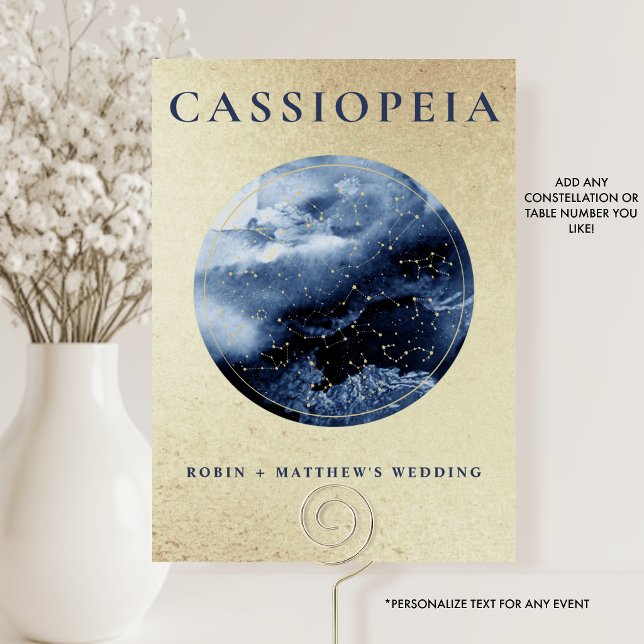 Celestial, Cassiopeia (oder andere) Gold und Blau Tischnummer (Von Creator hochgeladen)