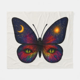 Celestial Cat-Eye Butterfly Colorful Sun Moon Boho Fleecedecke