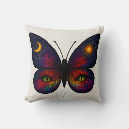 Celestial Cat-Eye Butterfly Colorful Sun Moon Boho Kissen