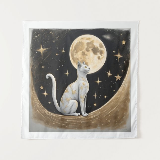 Celestial Cat Geschenk für Katzen Liebhaber Wandteppich (Vorderseite)