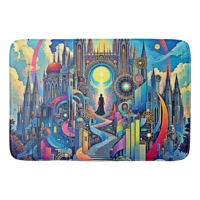 Celestial Cathedral Cityscape Badematte (Vorderseite)