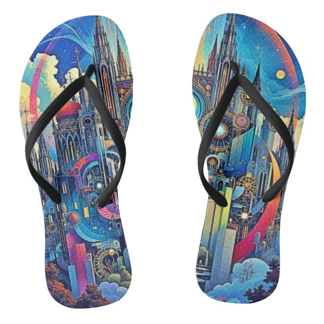 Celestial Cathedral Cityscape Flip Flops (Fußbett)