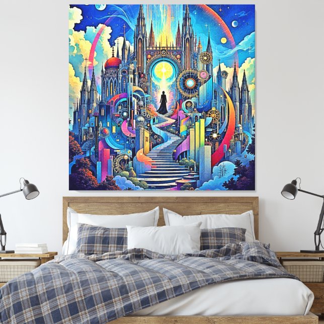 Celestial Cathedral Cityscape Leinwanddruck (Insitu (Schlafzimmer))