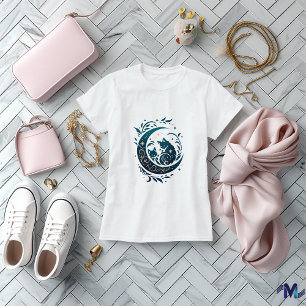 Celestial Cats Abstrakt Art Design T-Shirt